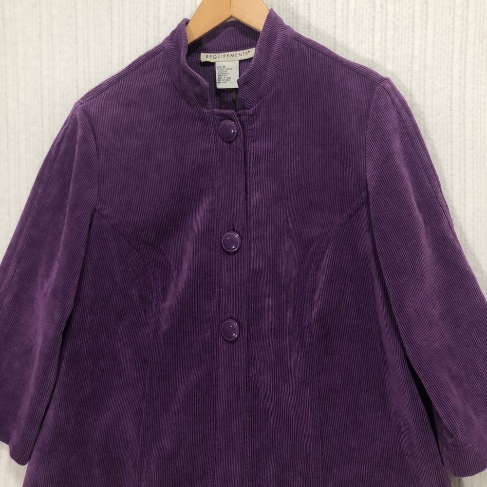Requirements Corduroy Jacket Purple Button Front‎ Career Casual Coat Size Medium